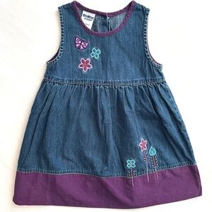 Vintage Y2K Oshkosh B’Gosh Denim Jean & Purple Sleeveless Dress 4T Toddler Girl